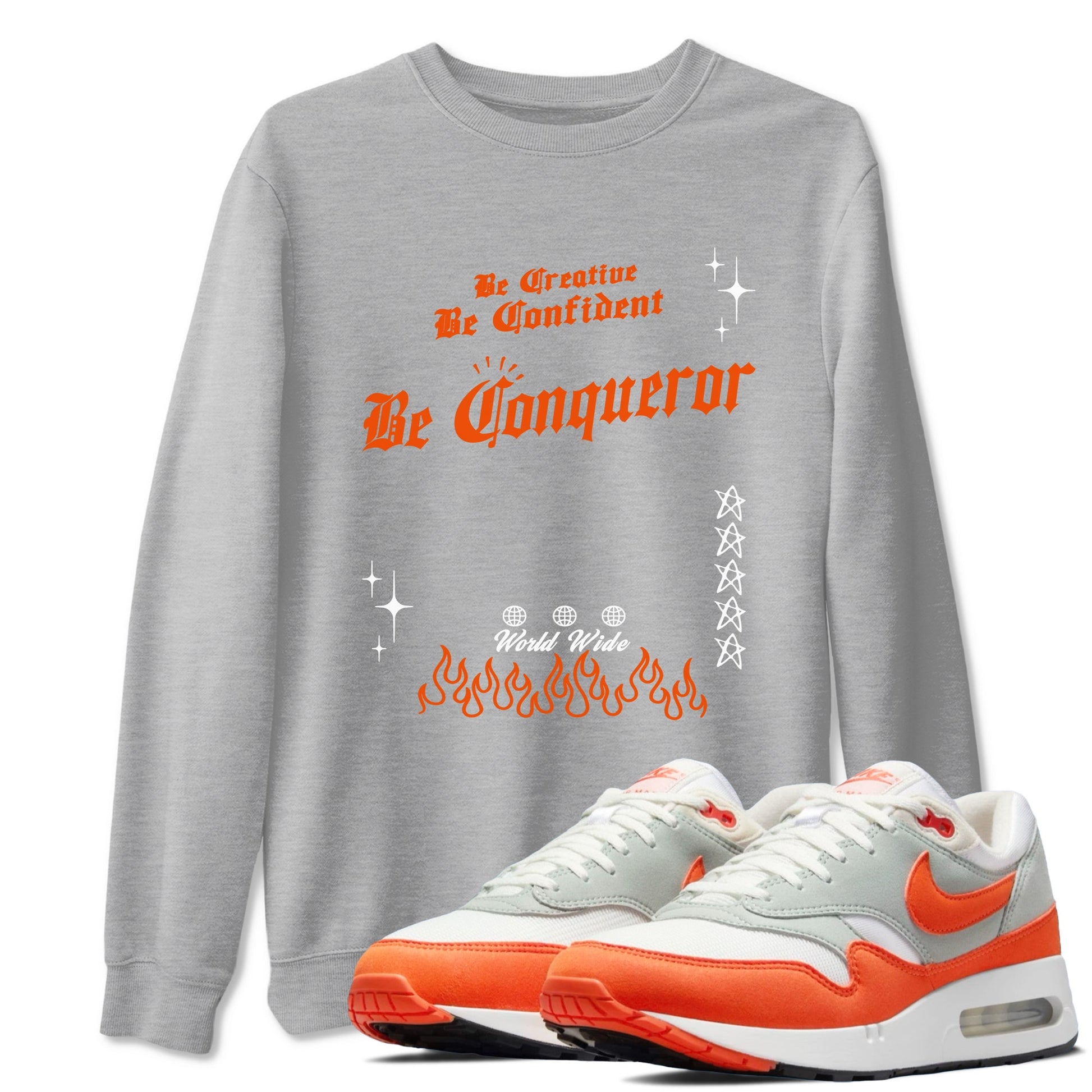 Air Max 1 OG '86 'Summit White and Cosmic Clay shirts to match jordans Be Conqueror sneaker match tees Air Max 1 Cosmic Clay match shoes to clothes SNRT Sneaker Tees unisex cotton Heather Grey 1 shirts