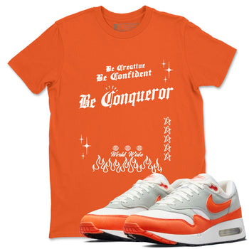 Air Max 1 OG '86 'Summit White and Cosmic Clay shirts to match jordans Be Conqueror sneaker match tees Air Max 1 Cosmic Clay match shoes to clothes SNRT Sneaker Tees unisex cotton Orange 1 shirts