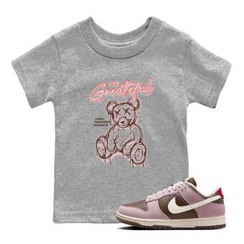 Dunk Cacao Wow And Pink Foam shirts to match jordans Be Grateful sneaker match tees Dunk Cacao Wow And Pink Foam SNRT Sneaker Release Tees Youth Baby Heather Grey 1 crew neck shirts