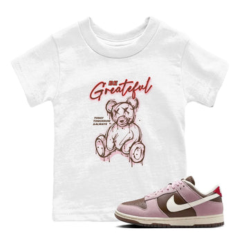 Dunk Cacao Wow And Pink Foam shirts to match jordans Be Grateful sneaker match tees Dunk Cacao Wow And Pink Foam SNRT Sneaker Release Tees Youth Baby White 1 crew neck shirts