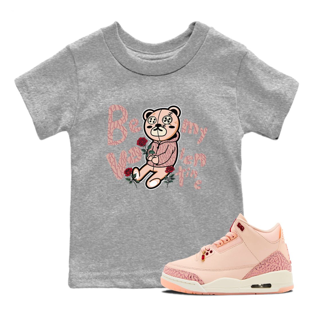 3s Valentines Day shirts to match jordans Be My Valentine best t shirts to wear with jordans Air Jordan 3 Valentines Day match shoes to clothes SNRT Sneaker Tees Youth Baby Heather Grey 1 tee