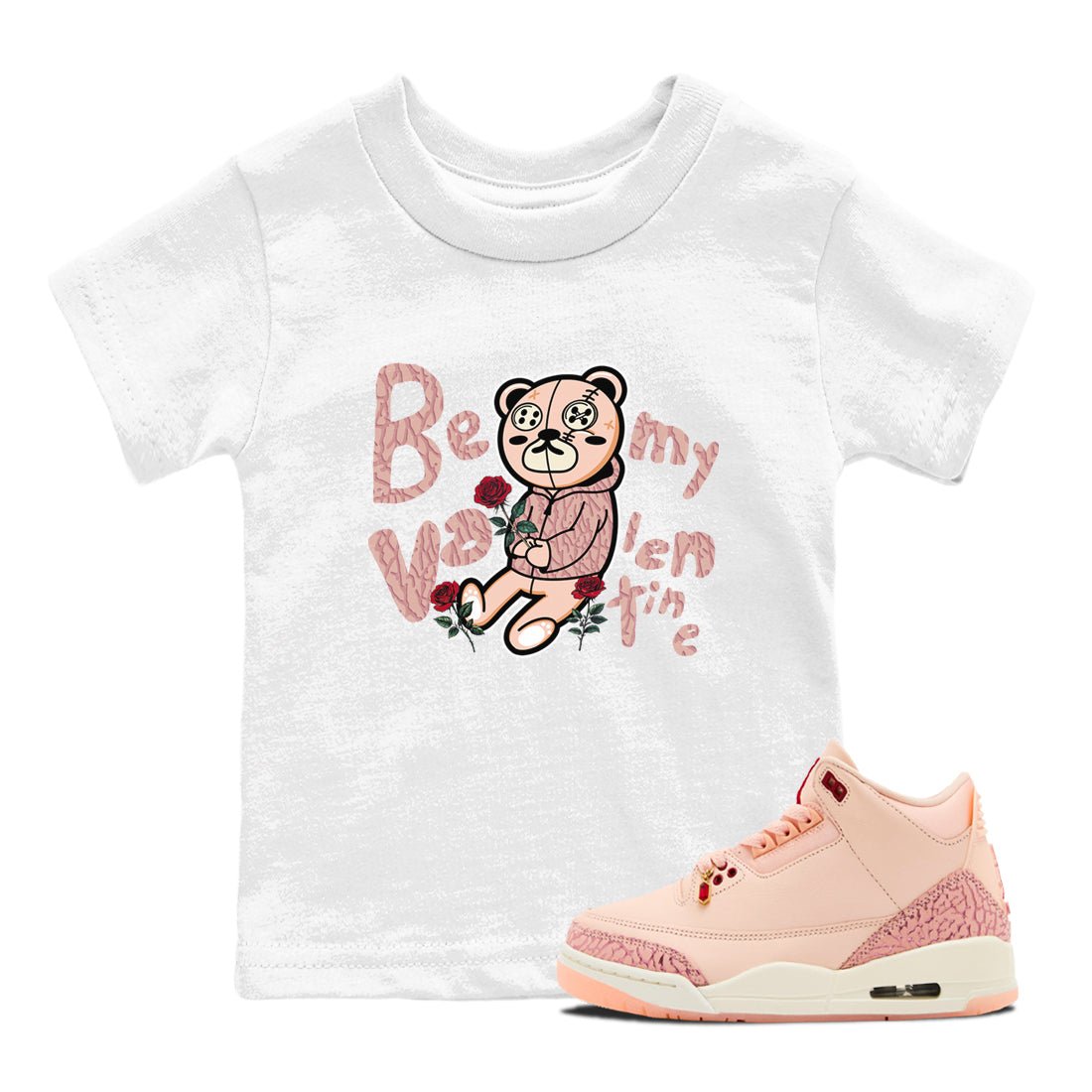 3s Valentines Day shirts to match jordans Be My Valentine best t shirts to wear with jordans Air Jordan 3 Valentines Day match shoes to clothes SNRT Sneaker Tees Youth Baby White 1 tee