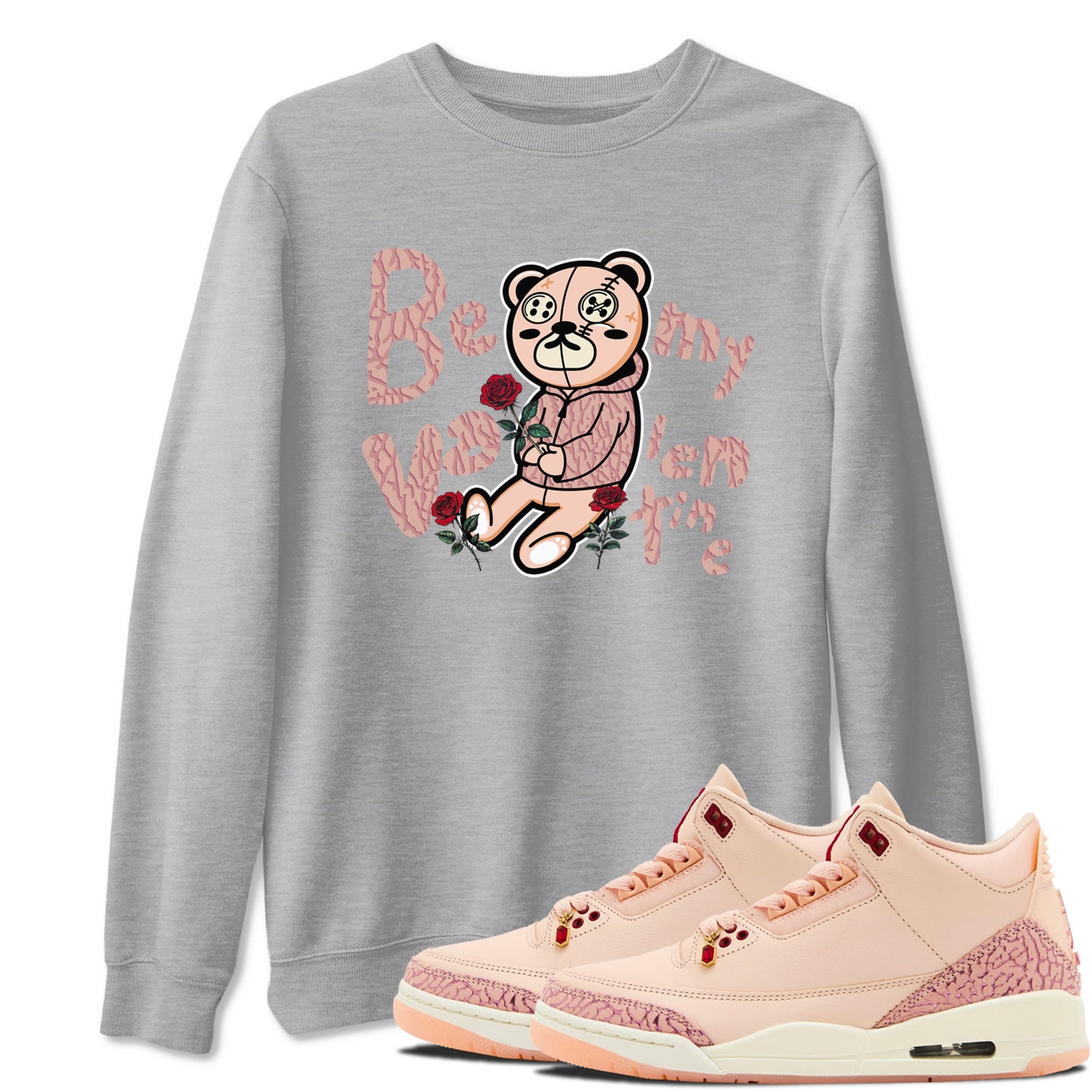3s Valentines Day shirts to match jordans Be My Valentine best t shirts to wear with jordans Air Jordan 3 Valentines Day match shoes to clothes SNRT Sneaker Tees unisex cotton Heather Grey 1 shirts