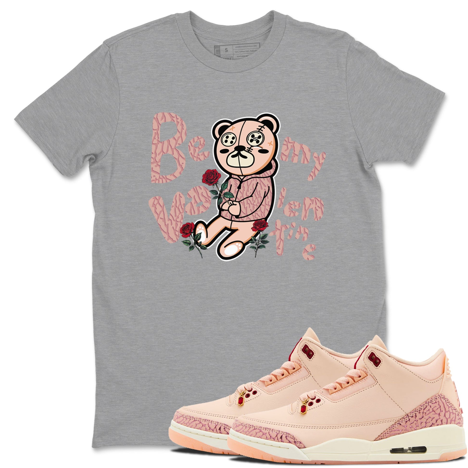 3s Valentines Day shirts to match jordans Be My Valentine best t shirts to wear with jordans Air Jordan 3 Valentines Day match shoes to clothes SNRT Sneaker Tees unisex cotton Heather Grey 1 shirts