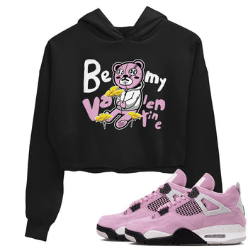 4s Retro Orchid shirts to match jordans Be my Valentine sneaker match tees Air Jordan 4 WMNS Orchid match shoes to clothes SNRT Sneaker Tees unisex cotton Black 1 crop tee