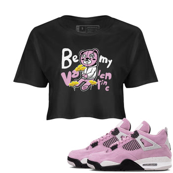 4s Retro Orchid shirts to match jordans Be my Valentine sneaker match tees Air Jordan 4 WMNS Orchid match shoes to clothes SNRT Sneaker Tees unisex cotton Black 1 crop tee
