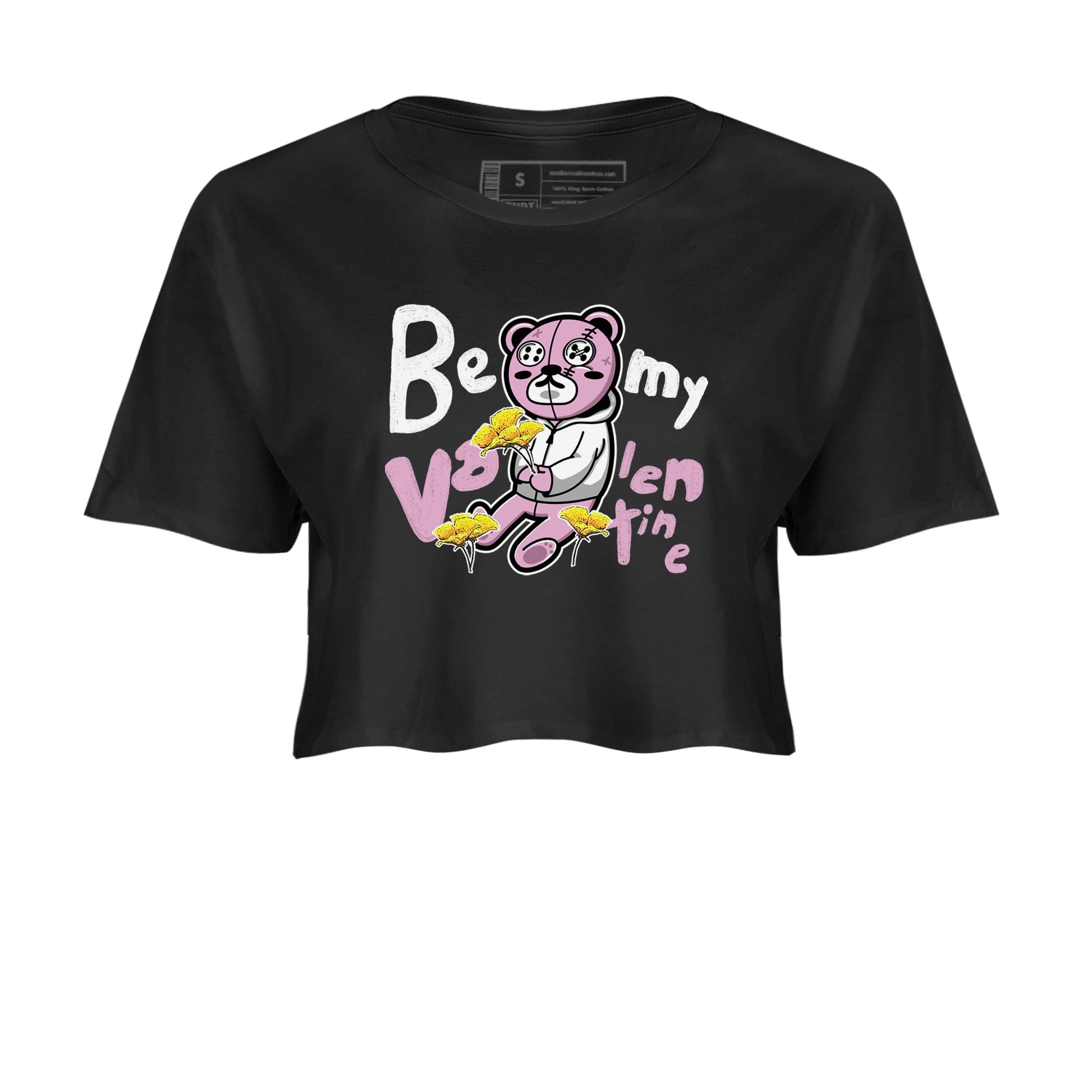 4s Retro Orchid shirts to match jordans Be my Valentine sneaker match tees Air Jordan 4 WMNS Orchid match shoes to clothes SNRT Sneaker Tees unisex cotton Black 2 crop tee