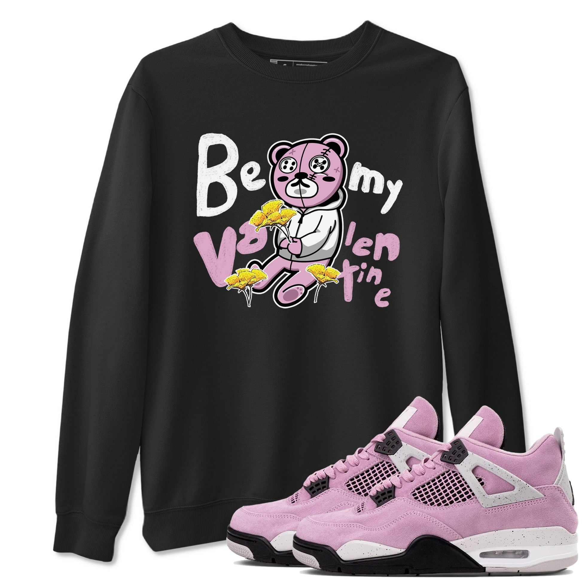 4s Retro Orchid shirts to match jordans Be my Valentine sneaker match tees Air Jordan 4 WMNS Orchid match shoes to clothes SNRT Sneaker Tees unisex cotton Black 1 shirts