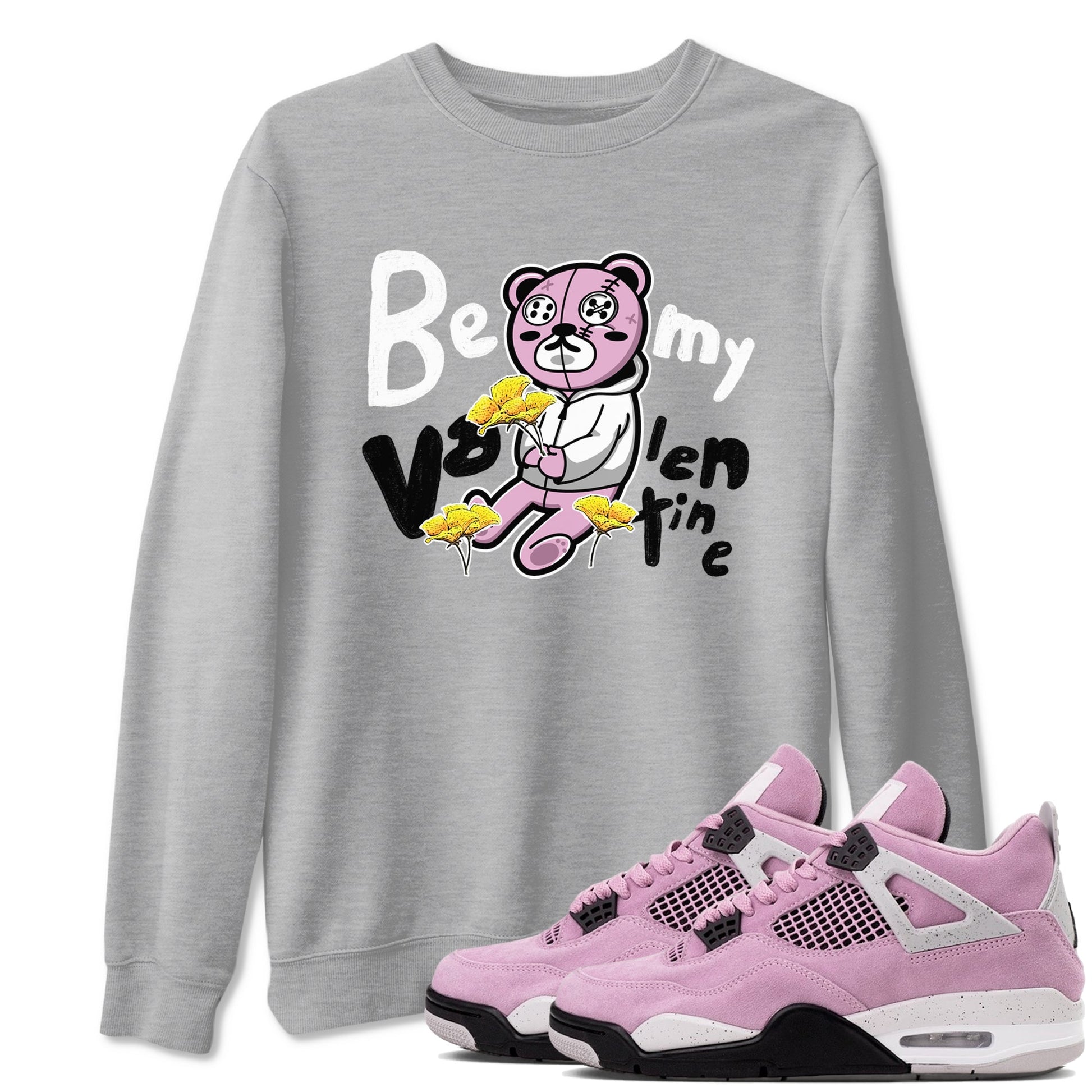 4s Retro Orchid shirts to match jordans Be my Valentine sneaker match tees Air Jordan 4 WMNS Orchid match shoes to clothes SNRT Sneaker Tees unisex cotton Heather Grey 1 shirts