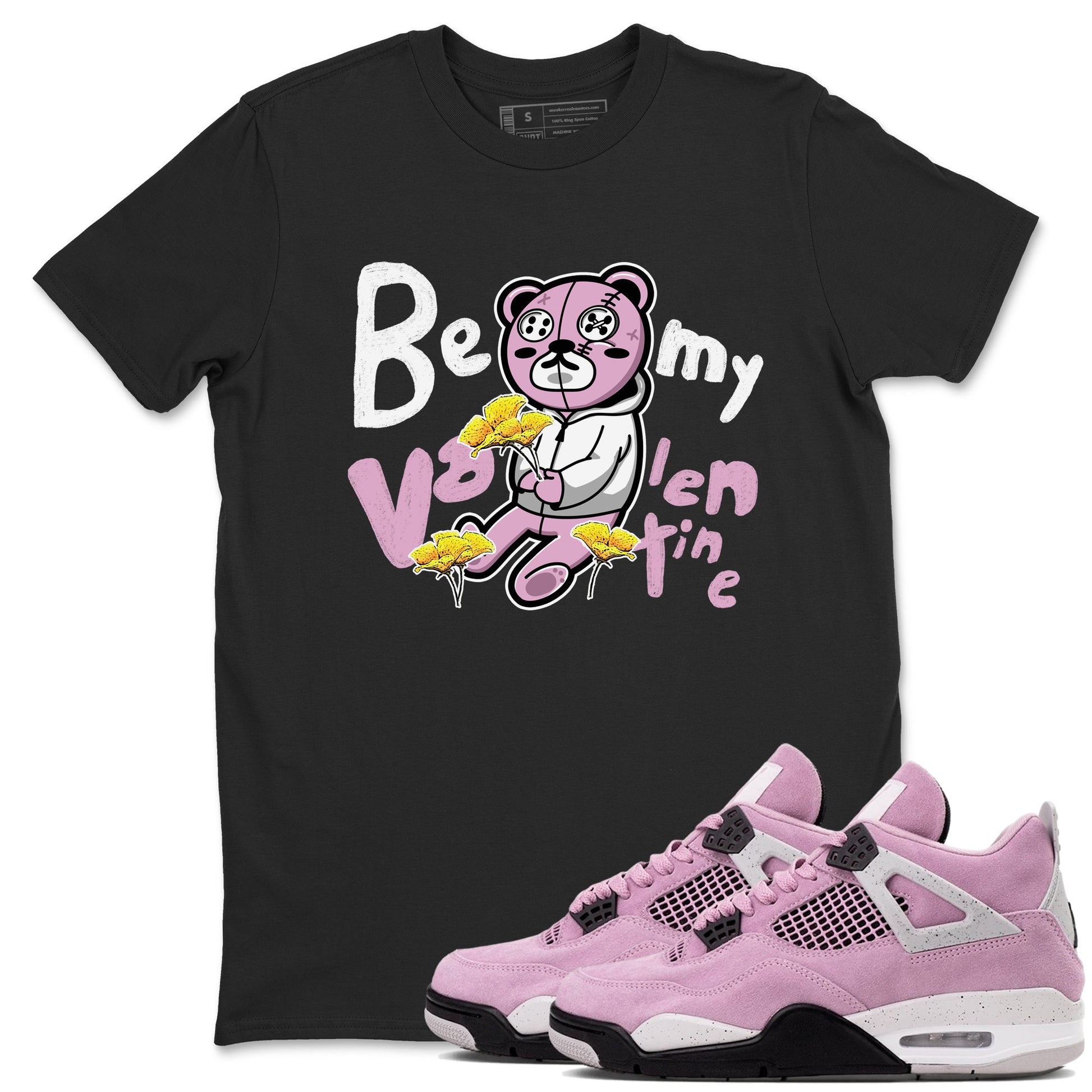 4s Retro Orchid shirts to match jordans Be my Valentine sneaker match tees Air Jordan 4 WMNS Orchid match shoes to clothes SNRT Sneaker Tees unisex cotton Black 1 shirts