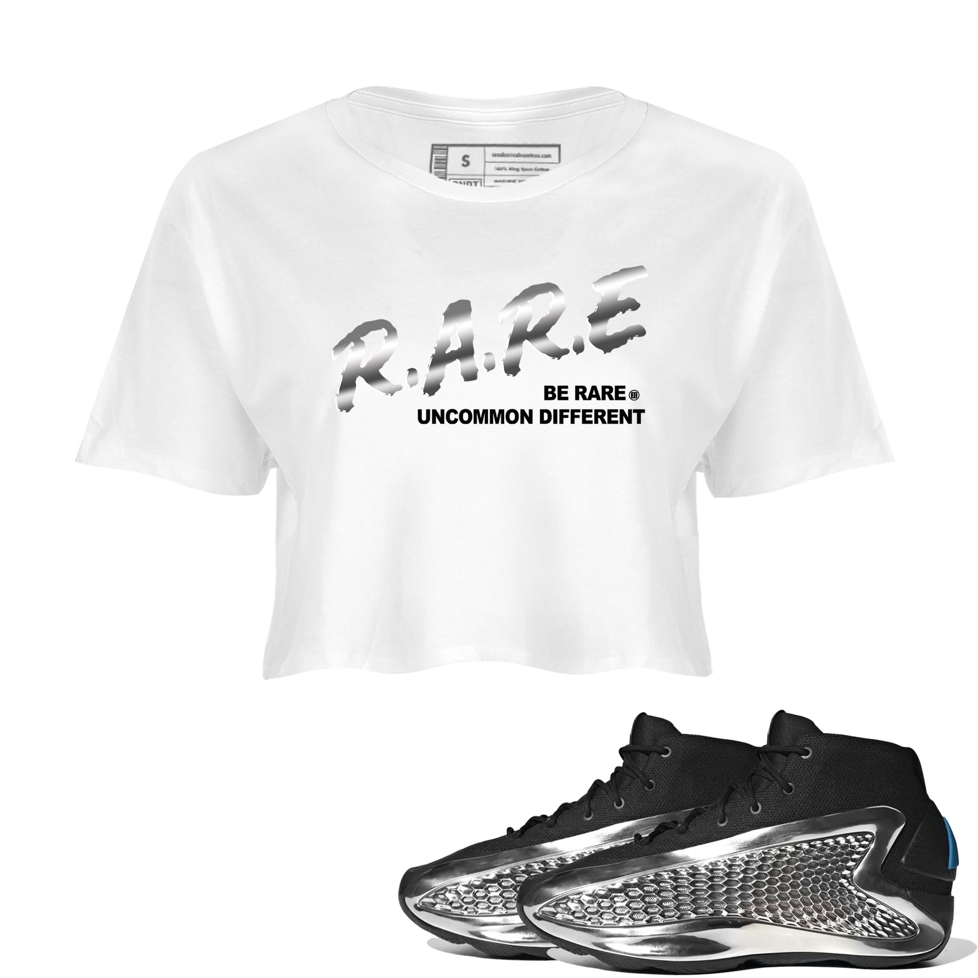 Adidas AE 1 Silver Metallic shirts to match jordans Be Rare Uncommon Different sneaker match tees AE 1 Silver Metallic match shoes to clothes SNRT Sneaker Tees unisex cotton White 1 crop tee