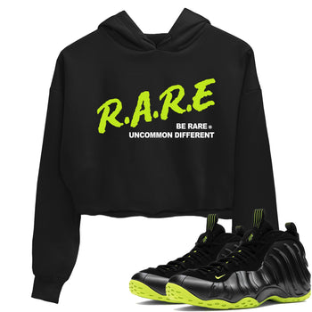 Foams One Black Volt shirts to match jordans Be Rare Uncommon Different sneaker match tees Air Foamposite One Black and Volt match shoes to clothes SNRT Sneaker Tees unisex cotton Black 1 crop tee