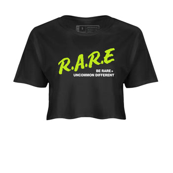 Foams One Black Volt shirts to match jordans Be Rare Uncommon Different sneaker match tees Air Foamposite One Black and Volt match shoes to clothes SNRT Sneaker Tees unisex cotton Black 2 crop tee