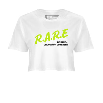 Foams One Black Volt shirts to match jordans Be Rare Uncommon Different sneaker match tees Air Foamposite One Black and Volt match shoes to clothes SNRT Sneaker Tees unisex cotton White 2 crop tee