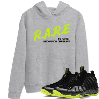 Foams One Black Volt shirts to match jordans Be Rare Uncommon Different sneaker match tees Air Foamposite One Black and Volt match shoes to clothes SNRT Sneaker Tees unisex cotton Heather Grey 1 shirts
