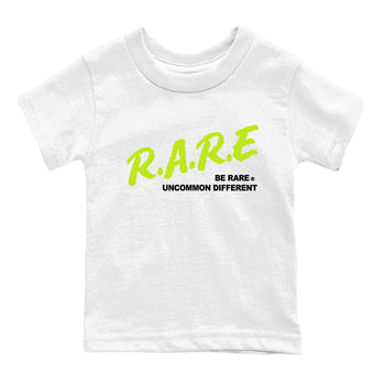 Foams One Black Volt shirts to match jordans Be Rare Uncommon Different sneaker match tees Air Foamposite One Black and Volt match shoes to clothes SNRT Sneaker Tees Youth Baby White 2 tee