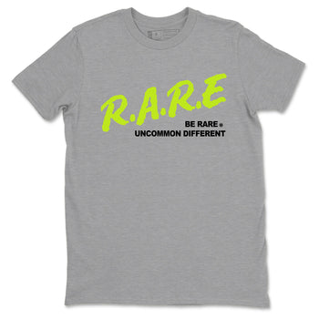 Foams One Black Volt shirts to match jordans Be Rare Uncommon Different sneaker match tees Air Foamposite One Black and Volt match shoes to clothes SNRT Sneaker Tees unisex cotton Heather Grey 2 shirts