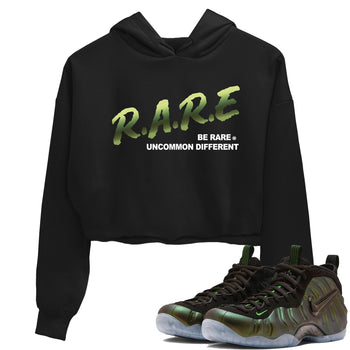 Sneaker match tees – Sneaker Tees To Match Air Foamposite One Pine Green Shoes – Be Rare Uncommon Different Crop T-Shirt Black 1