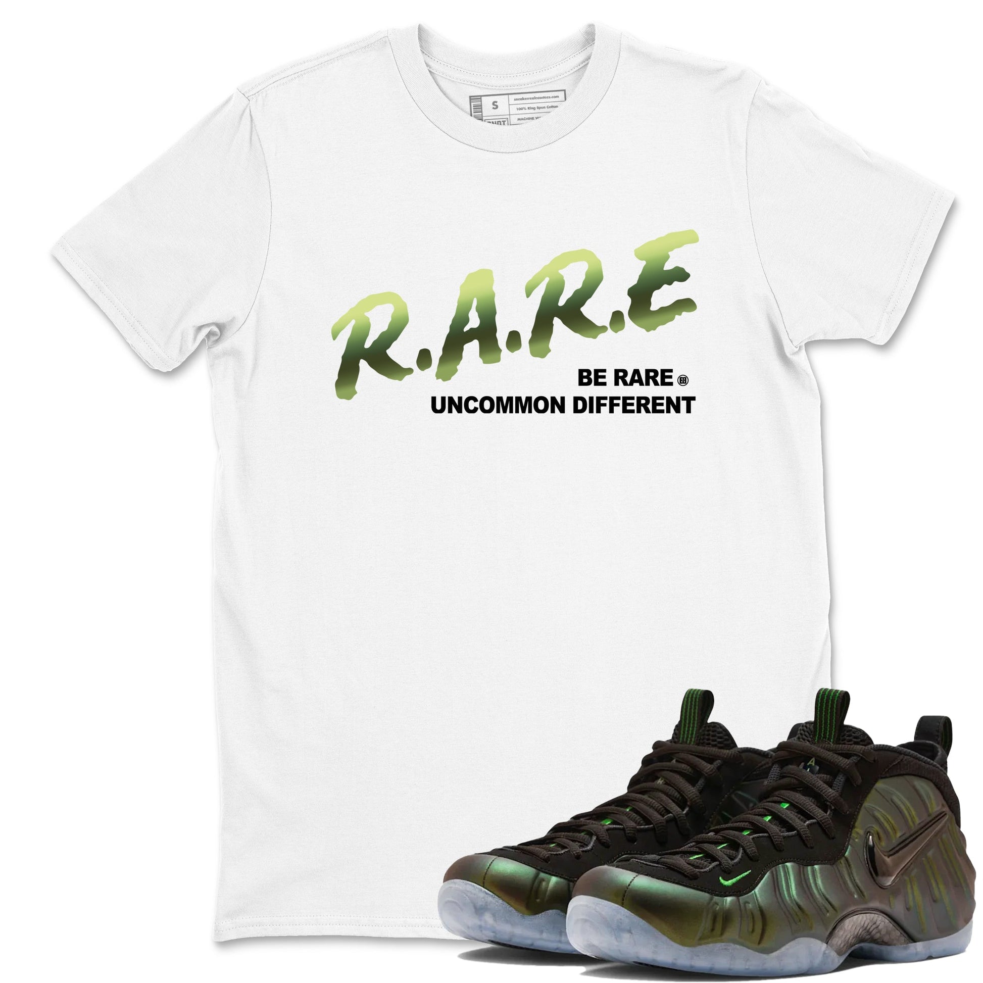 Sneaker match tees – Sneaker Tees To Match Air Foamposite One Pine Green Shoes – Be Rare Uncommon Different Tee White 1