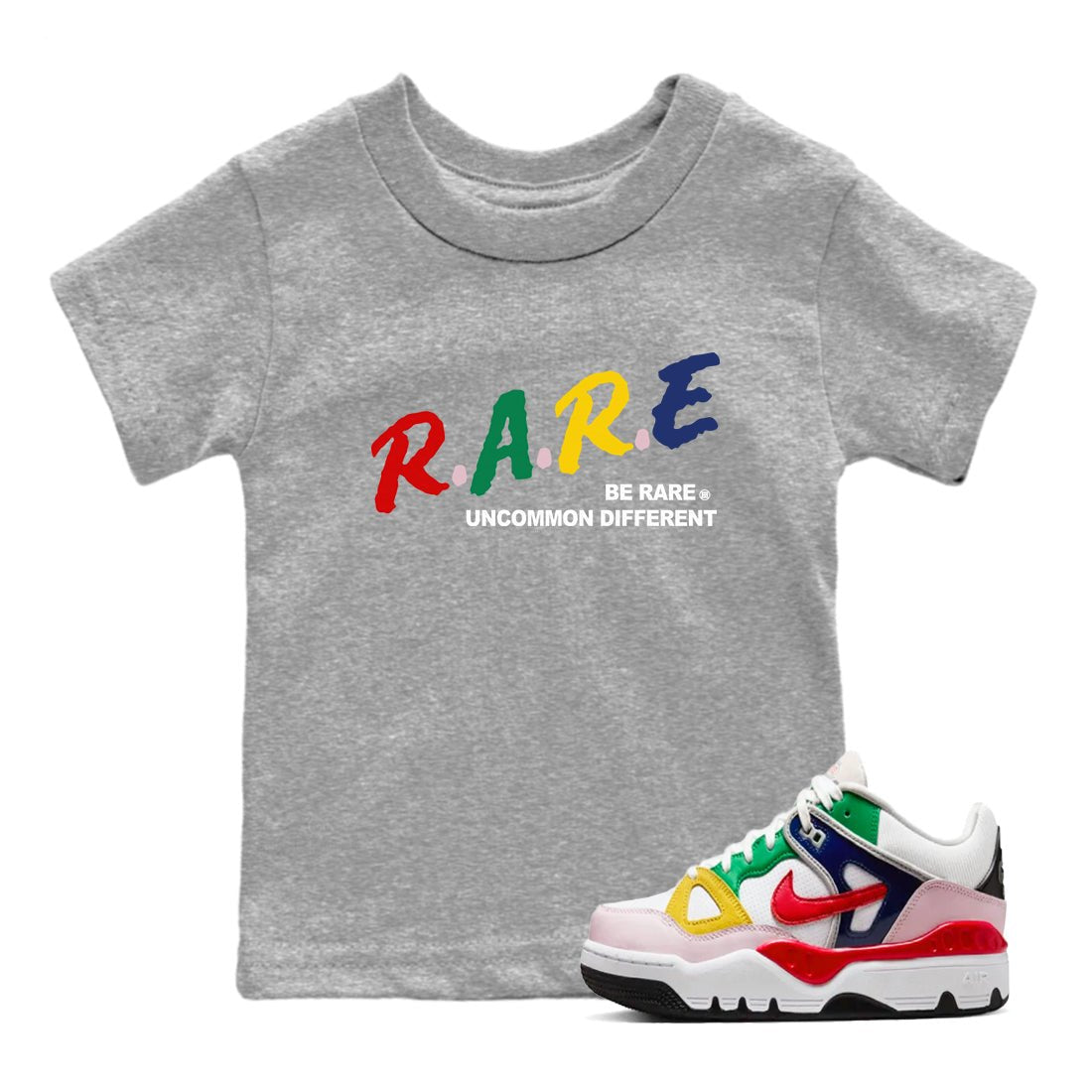 AF 3 Nigo shirtsto match jordans Be Rare Uncommon Different sneaker match tees Air Force 3 Low x Nigo Blue Void and Tour Yellow match shoes to clothes SNRT Sneaker Tees Youth Baby Heather Grey 1 tee