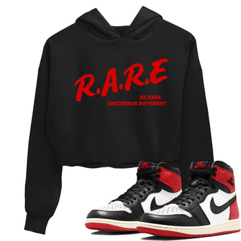 1s Black Toe Reimagined shirts to match jordans Be Rare Uncommon Different sneaker match tees Air Jordan 1 Black Toe Reimagined match shoes to clothes SNRT Sneaker Tees unisex cotton Black 1 crop tee