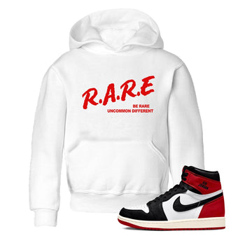 1s Black Toe Reimagined shirts to match jordans Be Rare Uncommon Different sneaker match tees Air Jordan 1 Black Toe Reimagined match shoes to clothes SNRT Sneaker Tees Youth Baby White 1 tee