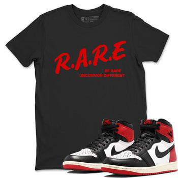 1s Black Toe Reimagined shirts to match jordans Be Rare Uncommon Different sneaker match tees Air Jordan 1 Black Toe Reimagined match shoes to clothes SNRT Sneaker Tees unisex cotton Black 1 shirts