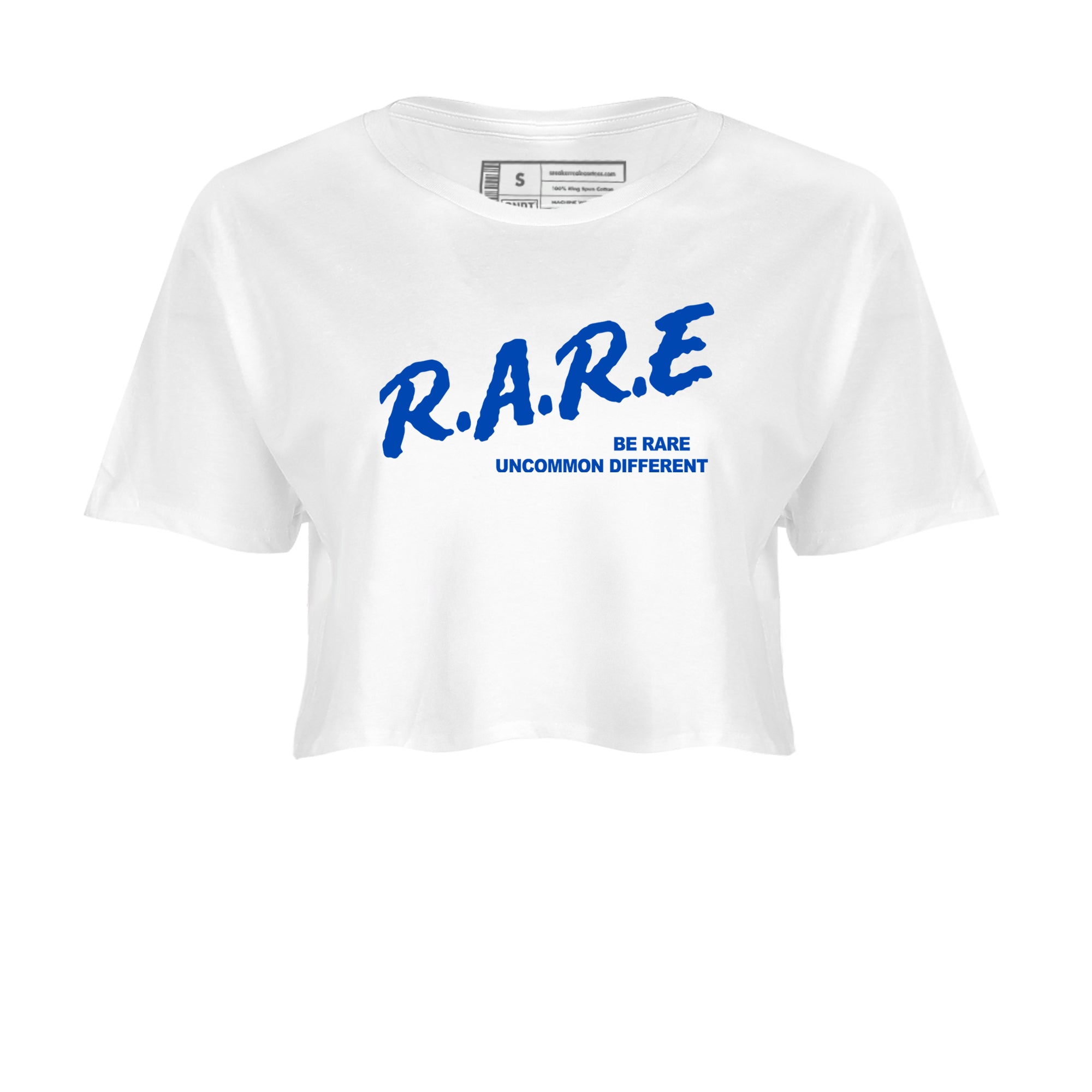 1s Game Royal shirts to match jordans Be Rare Uncommon Different sneaker match tees Air Jordan 1 Game Royal match shoes to clothes SNRT Sneaker Tees unisex cotton White 2 crop tee