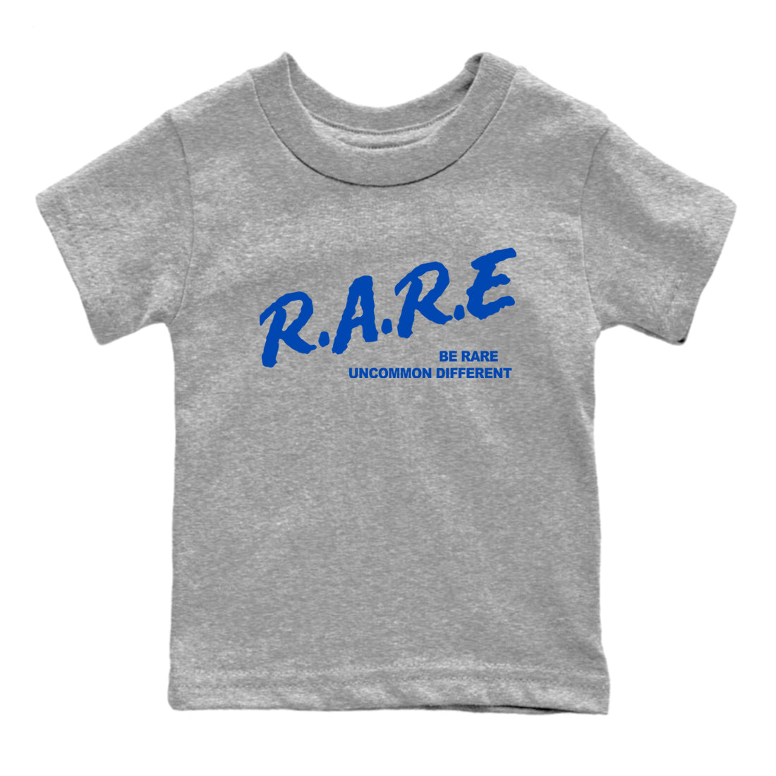 1s Game Royal shirts to match jordans Be Rare Uncommon Different sneaker match tees Air Jordan 1 Game Royal match shoes to clothes SNRT Sneaker Tees Youth Baby Heather Grey 2 tee