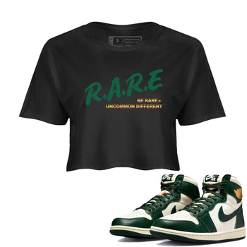 Sneaker Threads – Sneaker Tees To Match Air Jordan 1 Pro Green – Be Rare Uncommon Different Crop Tee Black 1. Perfect for Jordan releases 2025 colorways.