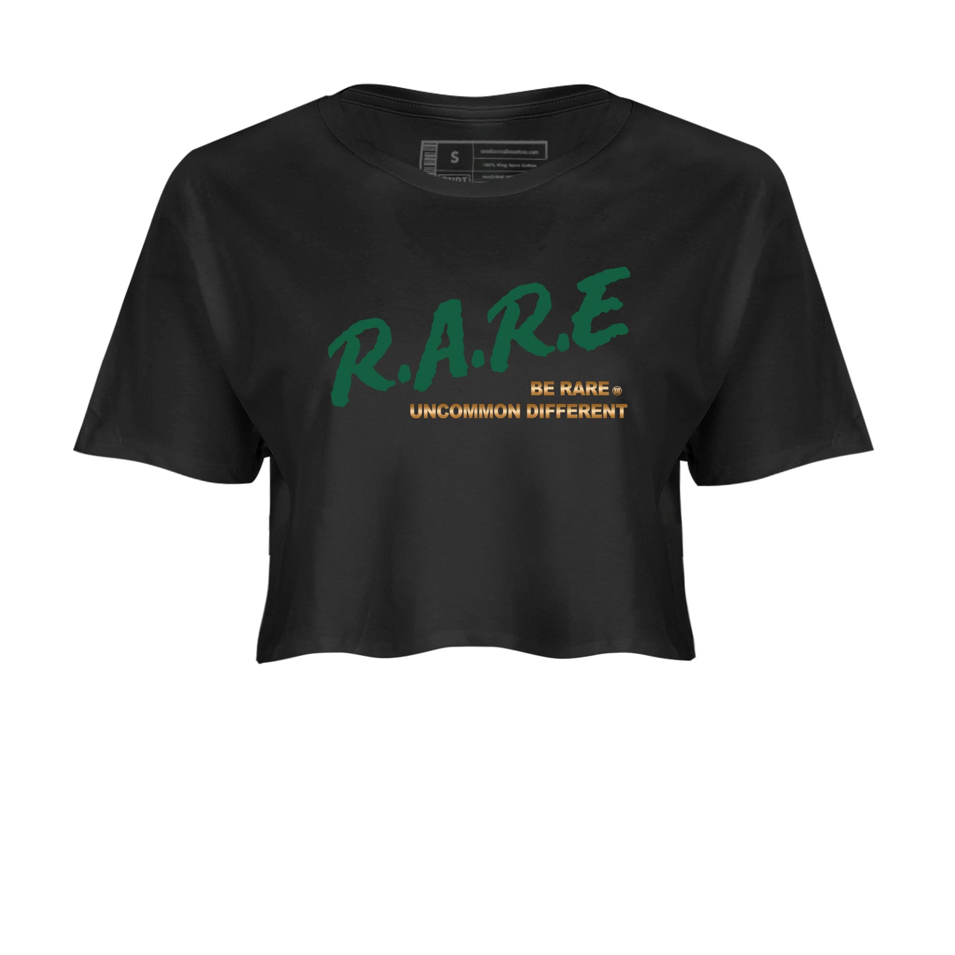 Sneaker Threads – Sneaker Tees To Match Air Jordan 1 Pro Green – Be Rare Uncommon Different Crop Tee Black 2. Perfect for Jordan releases 2025 colorways.