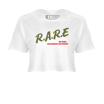 1s Travis Scott Medium Olive shirts to match jordans Be Rare Uncommon Different sneaker match tees Air Jordan 1 Travis Scott Medium Olive match shoes to clothes SNRT Sneaker Tees unisex cotton White 2 crop tee