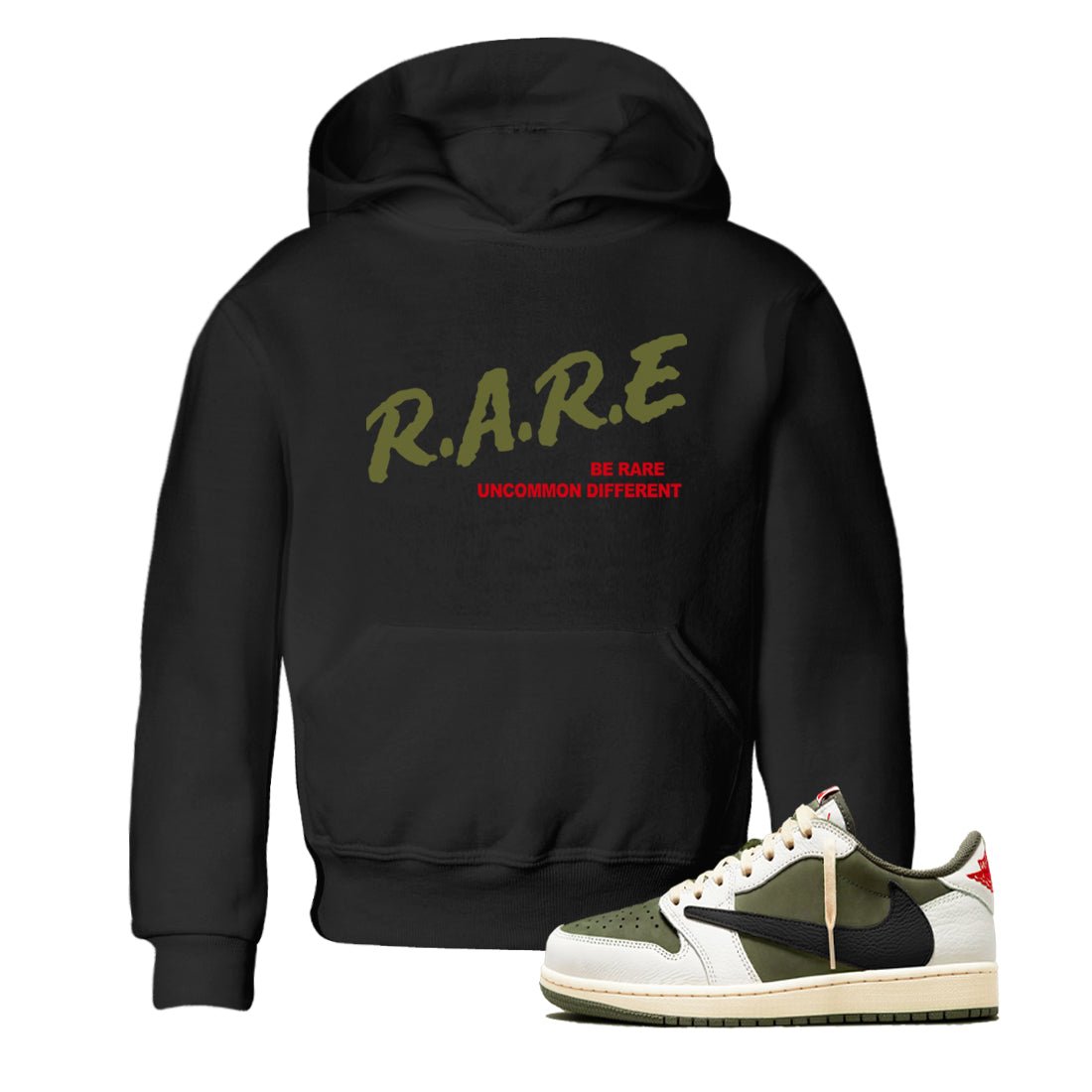 1s Travis Scott Medium Olive shirts to match jordans Be Rare Uncommon Different sneaker match tees Air Jordan 1 Travis Scott Medium Olive match shoes to clothes SNRT Sneaker Tees Youth Baby Black 1 tee