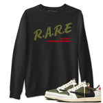 1s Travis Scott Medium Olive shirts to match jordans Be Rare Uncommon Different sneaker match tees Air Jordan 1 Travis Scott Medium Olive match shoes to clothes SNRT Sneaker Tees unisex cotton Black 1 shirts