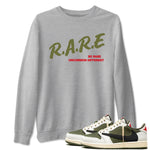 1s Travis Scott Medium Olive shirts to match jordans Be Rare Uncommon Different sneaker match tees Air Jordan 1 Travis Scott Medium Olive match shoes to clothes SNRT Sneaker Tees unisex cotton Heather Grey 1 shirts