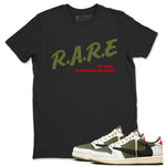 1s Travis Scott Medium Olive shirts to match jordans Be Rare Uncommon Different sneaker match tees Air Jordan 1 Travis Scott Medium Olive match shoes to clothes SNRT Sneaker Tees unisex cotton Black 1 shirts