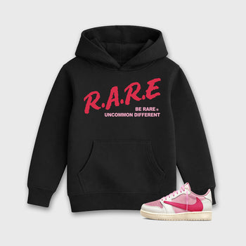 Perfect Sneakerhead Fashion Outfits – Sneaker Tees To Match Air Jordan 1 Low OG x Travis Scott Tropical Pink Shoes – Be Rare Uncommon Different Kids Graphic T-Shirt Black 1