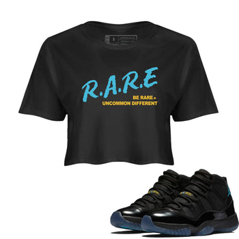 Sneaker match tees – Sneaker Tees To Match Air Jordan 11 Gamma Shoes – Be Rare Uncommon Different Crop T-Shirt Black 1