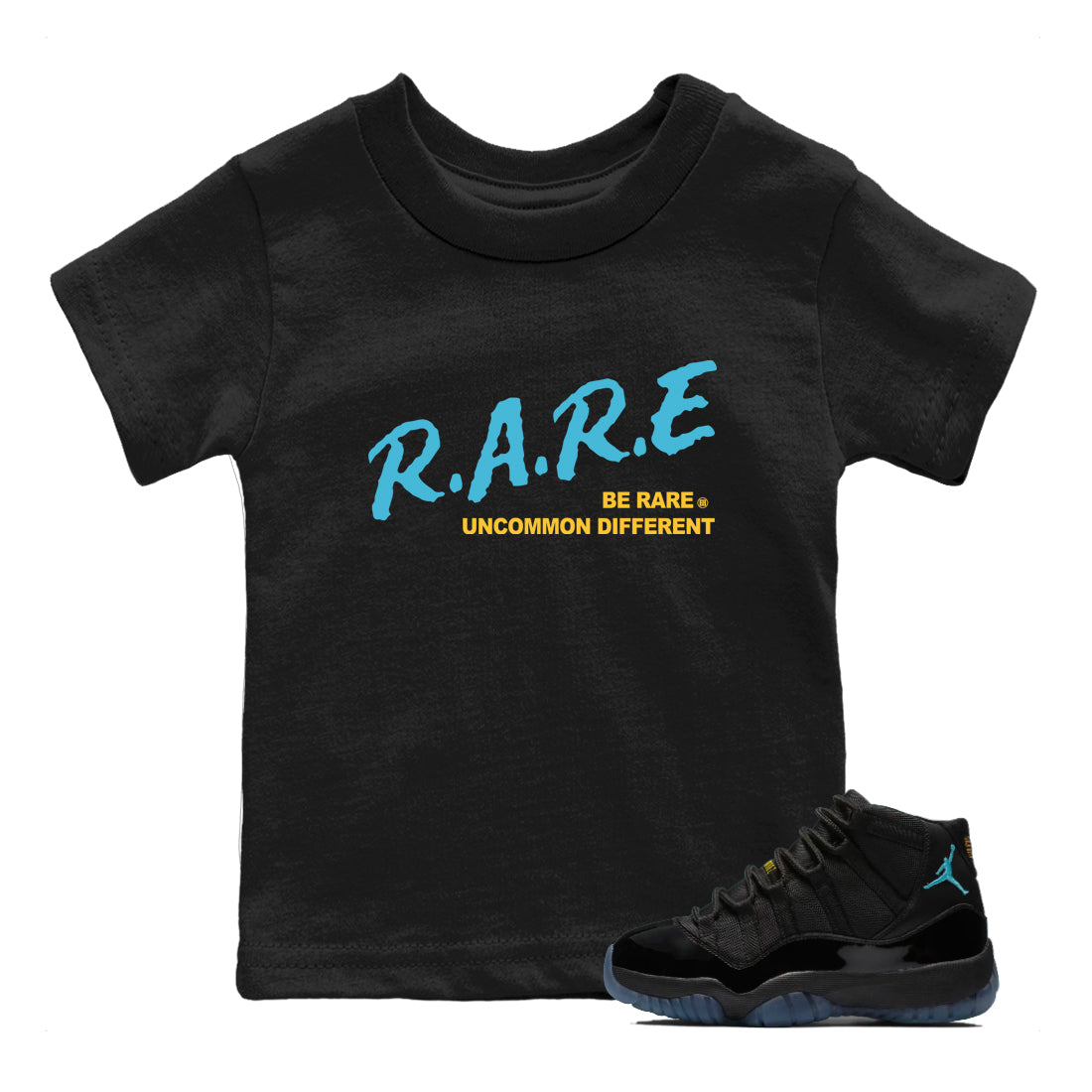 Sneaker match tees – Sneaker Tees To Match Air Jordan 11 Gamma Shoes – Be Rare Uncommon Different Kids T-Shirt Black 1