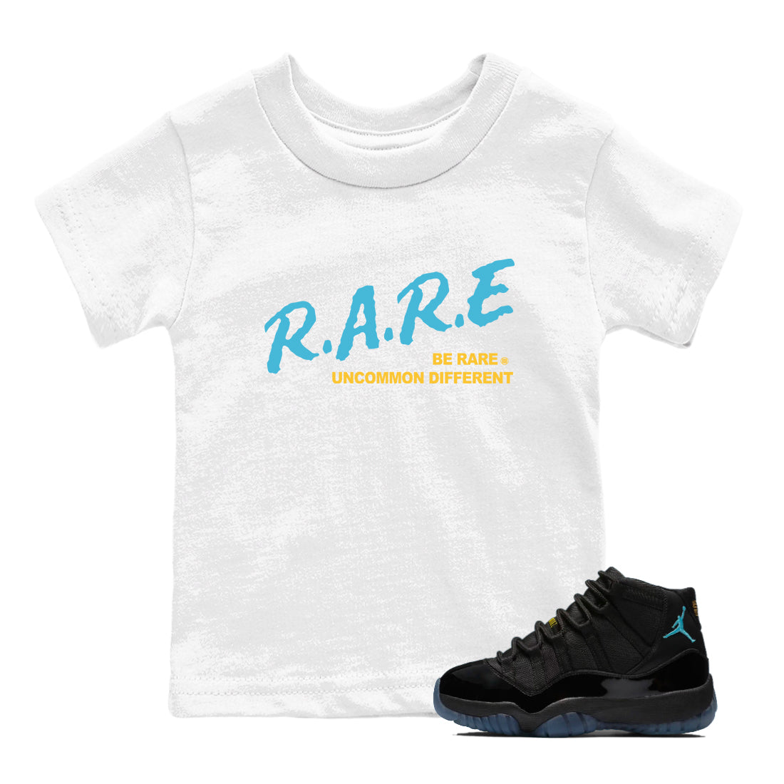 Sneaker match tees – Sneaker Tees To Match Air Jordan 11 Gamma Shoes – Be Rare Uncommon Different Kids T-Shirt White 1