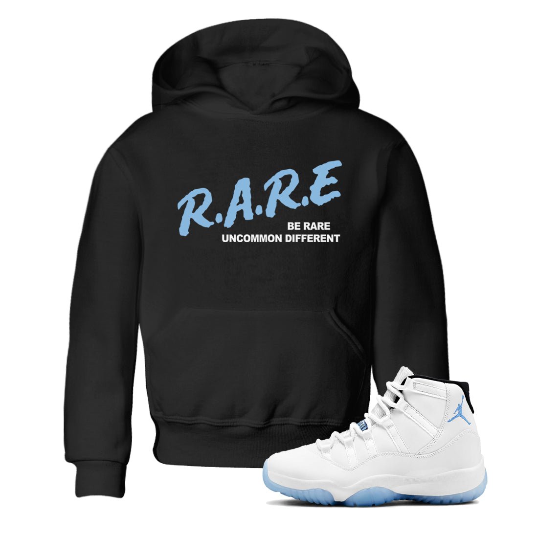 11s Legend Blue shirts to match jordans Be Rare Uncommon Different sneaker match tees Air Jordan 11 Legend Blue match shoes to clothes SNRT Sneaker Tees Youth Baby Black 1 tee