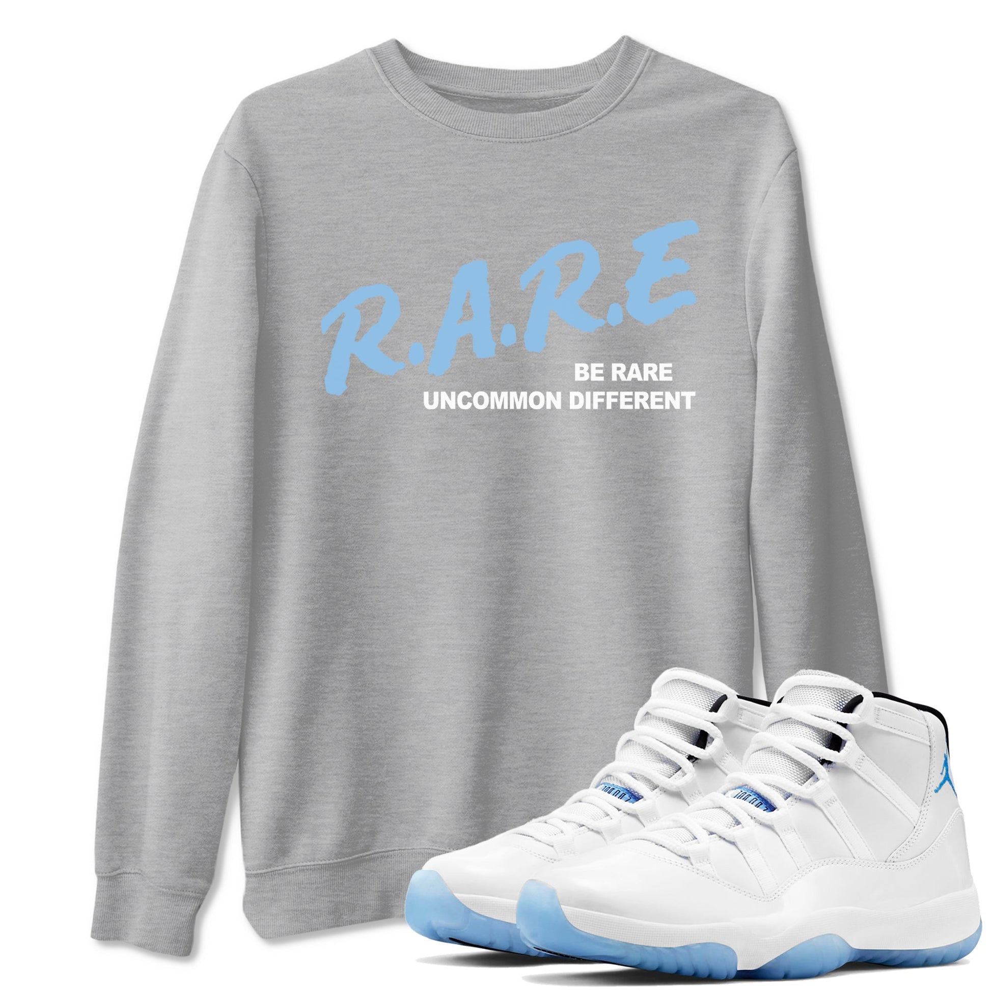 11s Legend Blue shirts to match jordans Be Rare Uncommon Different sneaker match tees Air Jordan 11 Legend Blue match shoes to clothes SNRT Sneaker Tees unisex cotton Heather Grey 1 shirts