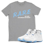 11s Legend Blue shirts to match jordans Be Rare Uncommon Different sneaker match tees Air Jordan 11 Legend Blue match shoes to clothes SNRT Sneaker Tees unisex cotton Heather Grey 1 shirts