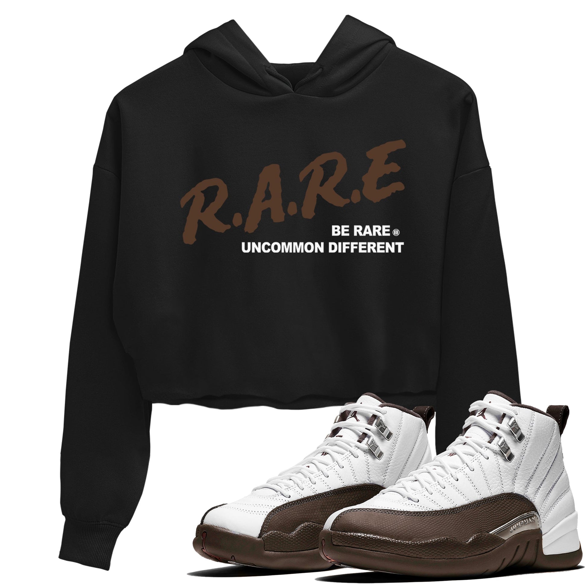 12s Baroque Brown shirts to match jordans Be Rare Uncommon Different sneaker match tees Air Jordan 12 Baroque Brown match shoes to clothes SNRT Sneaker Tees unisex cotton Black 1 crop tee