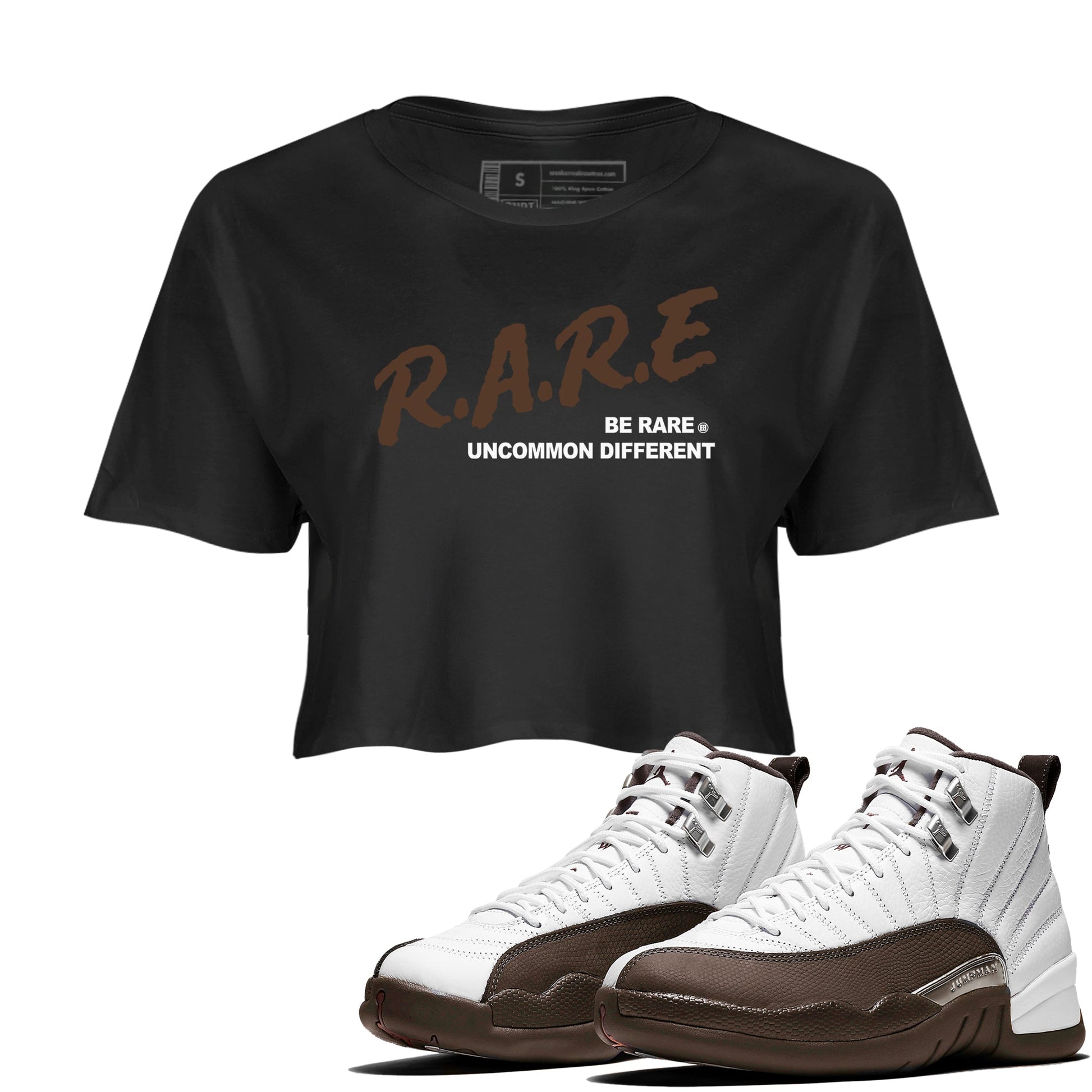 12s Baroque Brown shirts to match jordans Be Rare Uncommon Different sneaker match tees Air Jordan 12 Baroque Brown match shoes to clothes SNRT Sneaker Tees unisex cotton Black 1 crop tee