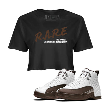 12s Baroque Brown shirts to match jordans Be Rare Uncommon Different sneaker match tees Air Jordan 12 Baroque Brown match shoes to clothes SNRT Sneaker Tees unisex cotton Black 1 crop tee