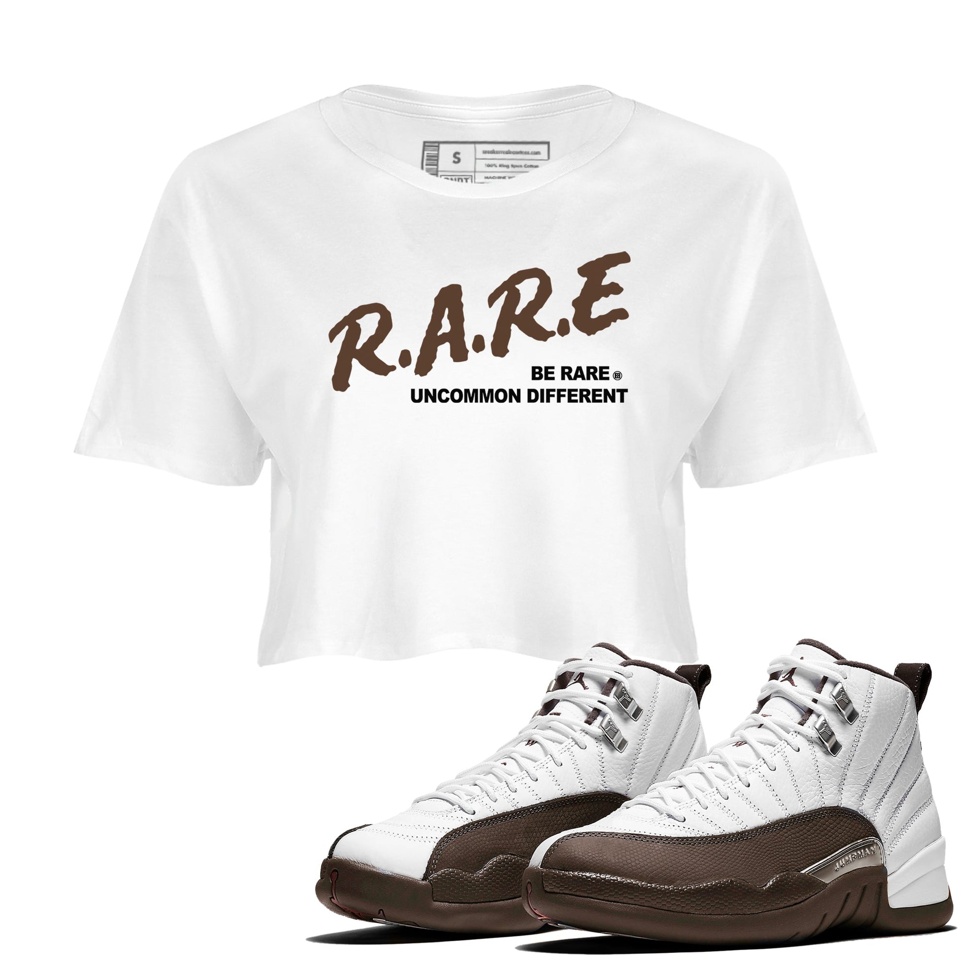 12s Baroque Brown shirts to match jordans Be Rare Uncommon Different sneaker match tees Air Jordan 12 Baroque Brown match shoes to clothes SNRT Sneaker Tees unisex cotton White 1 crop tee