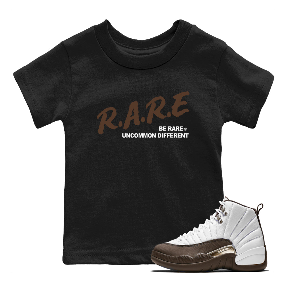 12s Baroque Brown shirts to match jordans Be Rare Uncommon Different sneaker match tees Air Jordan 12 Baroque Brown match shoes to clothes SNRT Sneaker Tees Youth Baby Black 1 tee