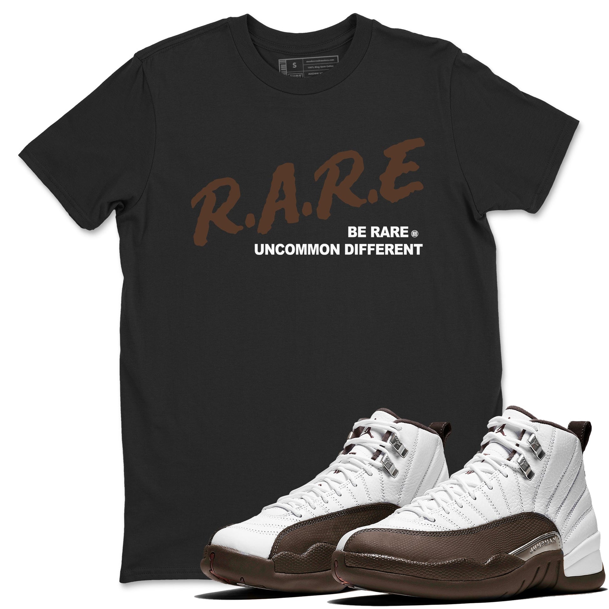 12s Baroque Brown shirts to match jordans Be Rare Uncommon Different sneaker match tees Air Jordan 12 Baroque Brown match shoes to clothes SNRT Sneaker Tees unisex cotton Black 1 shirts