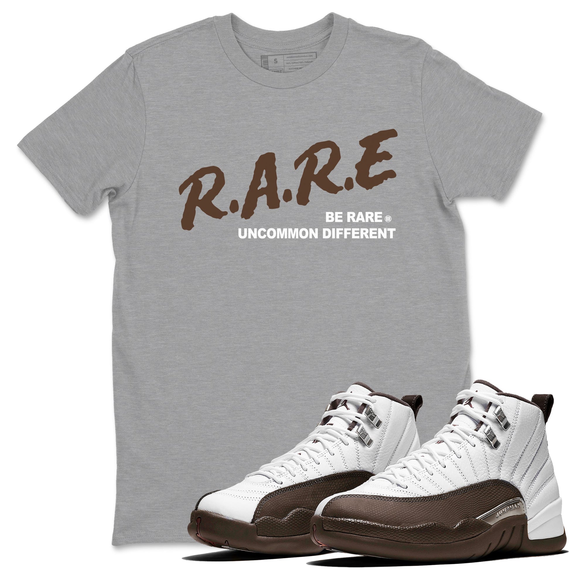 12s Baroque Brown shirts to match jordans Be Rare Uncommon Different sneaker match tees Air Jordan 12 Baroque Brown match shoes to clothes SNRT Sneaker Tees unisex cotton Heather Grey 1 shirts